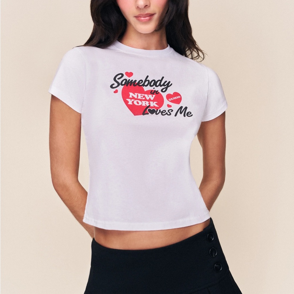 Chic White and Red Graphic Crop Top